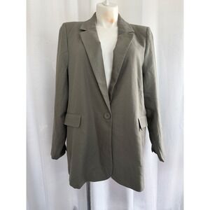 City Chic Linen Blend Blazer Size 22W Sage Green NWT Classic Chic Office Career